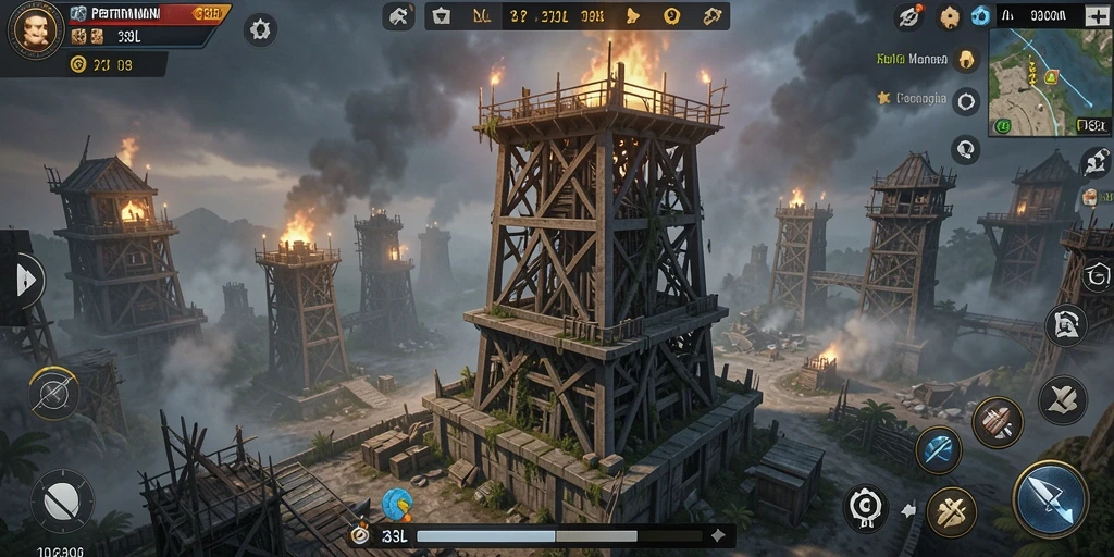 Screenshot gameplay 33L menampilkan aksi menara yang mendebarkan.