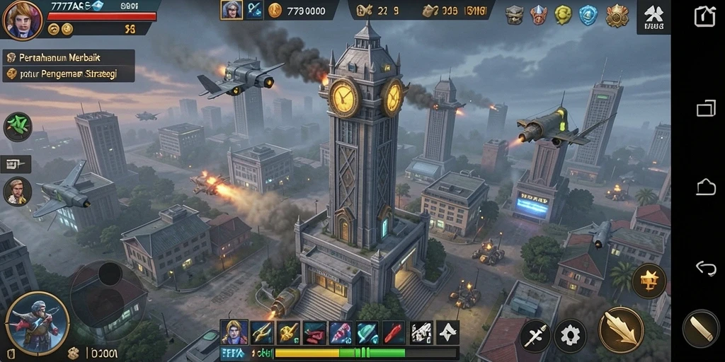 Tampilan gameplay seru Tower Defense di 777AG.
