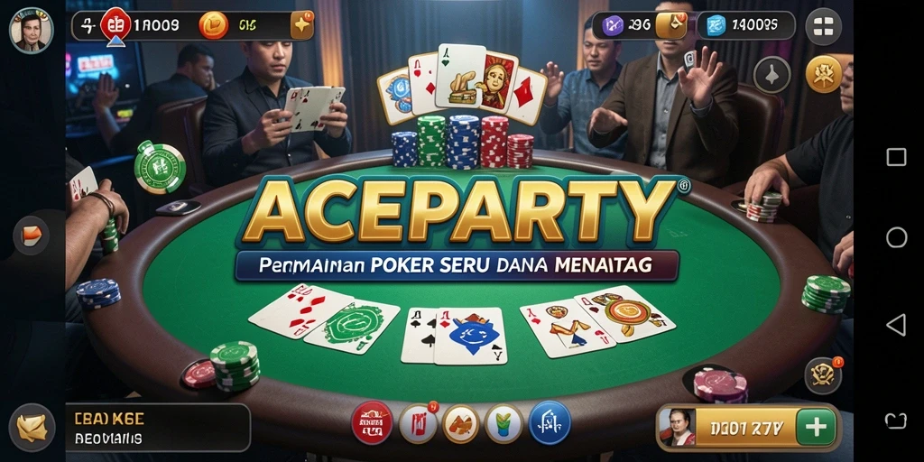 Tampilan gameplay seru di ACEPARTY dengan pemain poker aktif.