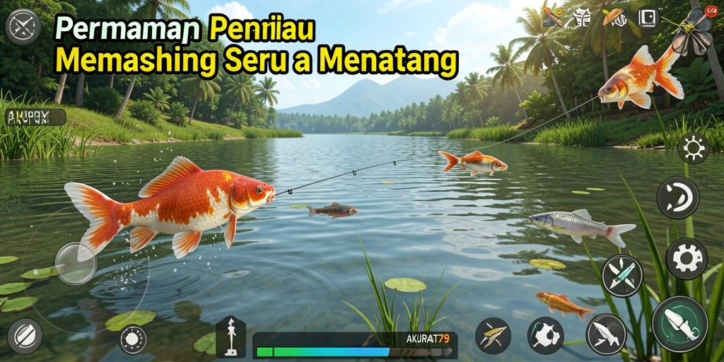 Tampilan gameplay AKURAT79 yang menarik saat memancing ikan.