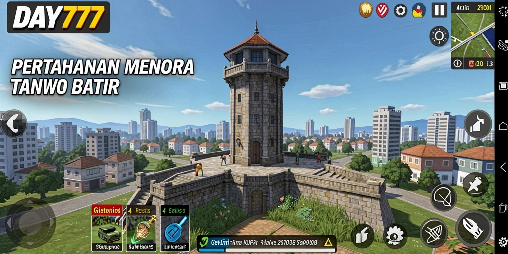 Tampilan gameplay DAY777 yang mendebarkan dalam Tower Defense.