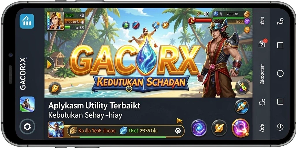 Screenshot utama GACORX yang menunjukkan antarmuka aplikasi utility yang menarik.
