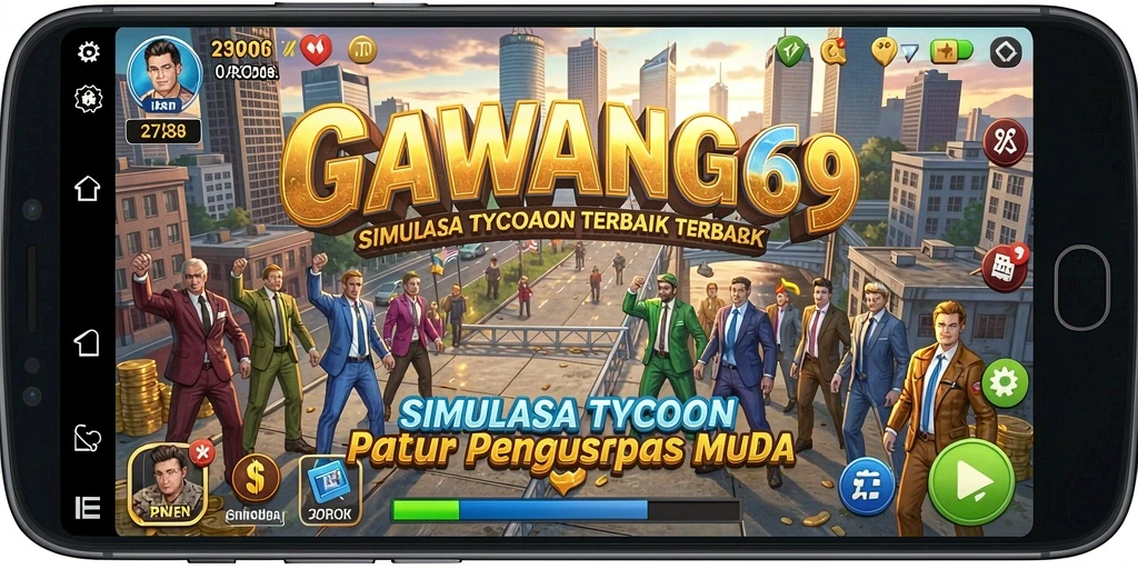 Screenshot tampilan gameplay GAWANG69 yang menunjukkan manajemen bisnis.