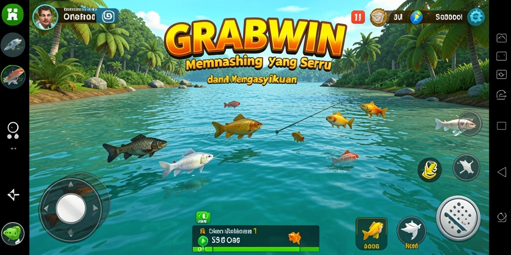 Tampilan menarik dari gameplay memancing di GRABWIN.