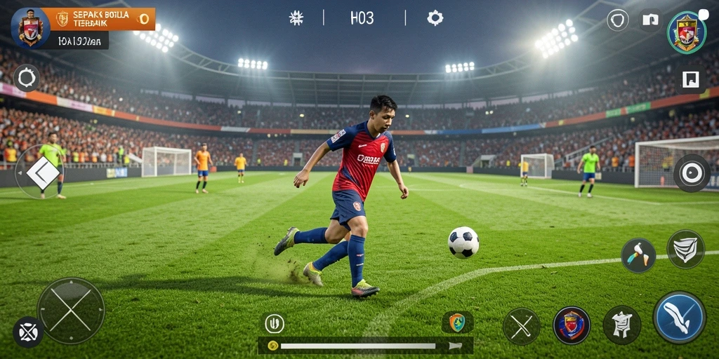 Tampilan gameplay H03 yang menegangkan dalam pertandingan sepak bola.