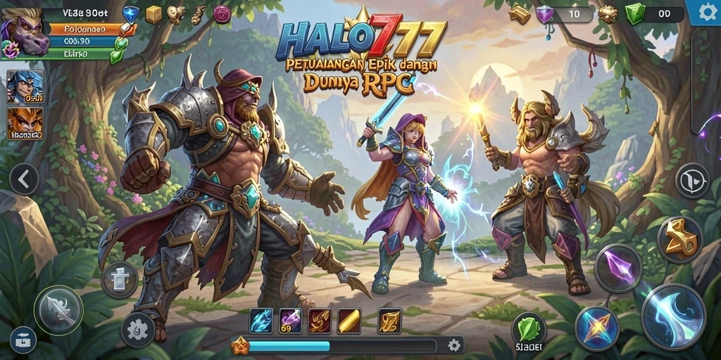 Tampilan gameplay HALO777 yang penuh aksi dan petualangan RPG.