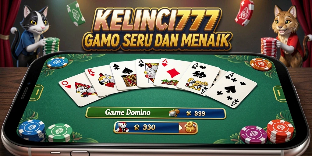 Screenshot utama KELINCI777 menampilkan gameplay seru dalam permainan Domino.