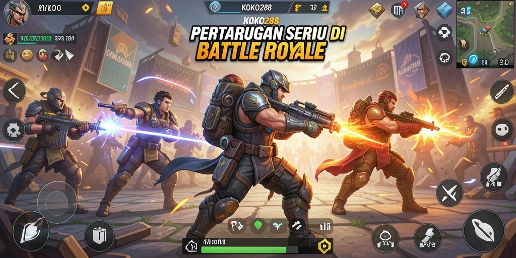 Tampilan gameplay KOKO288 dengan aksi seru Battle Royale.