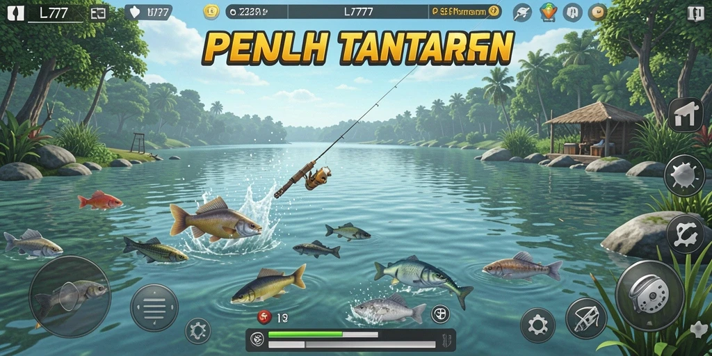 Screenshot gameplay L777 menampilkan aksi memancing yang mengasyikkan.