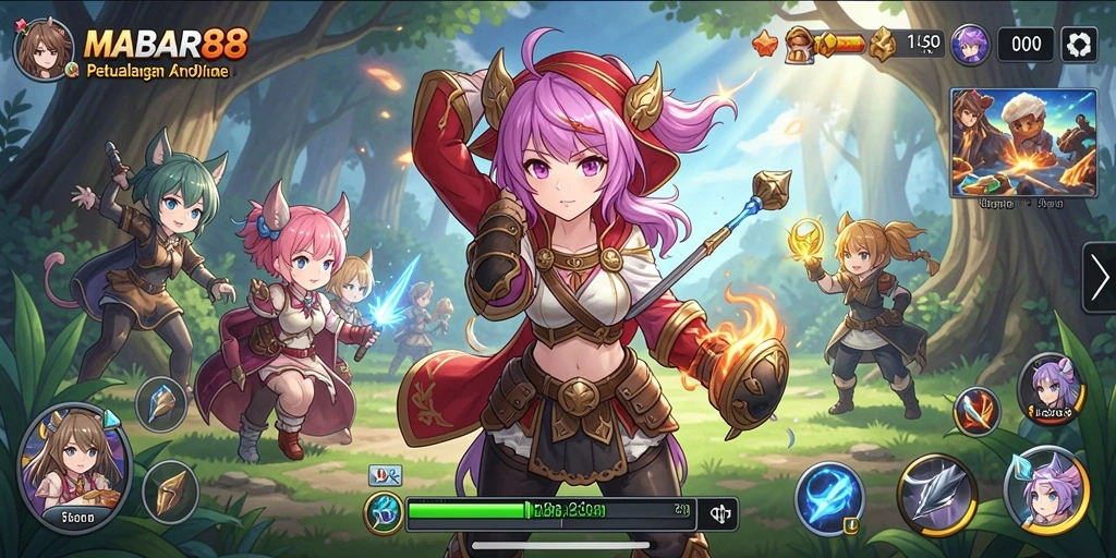 Screenshot gameplay MABAR88 yang menampilkan aksi seru karakter Anime.