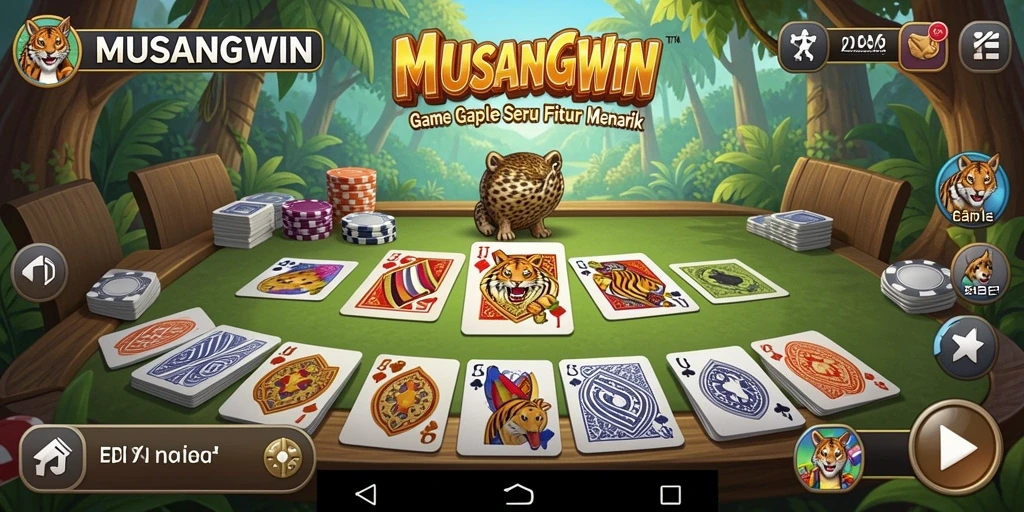 Screenshot utama MUSANGWIN menampilkan antarmuka permainan Gaple yang menarik.