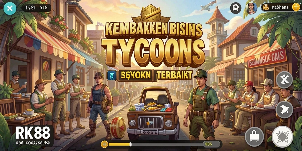 Screenshot RK88 menampilkan gameplay seru di dunia Tycoon.