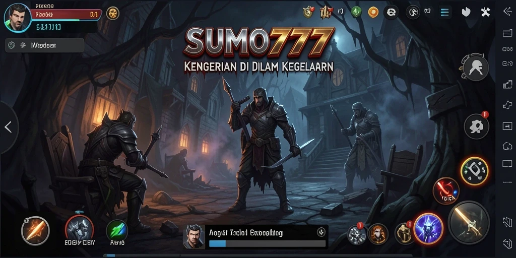 Screenshot gameplay SUMO777 menunjukkan kegelapan dan ketegangan tinggi.
