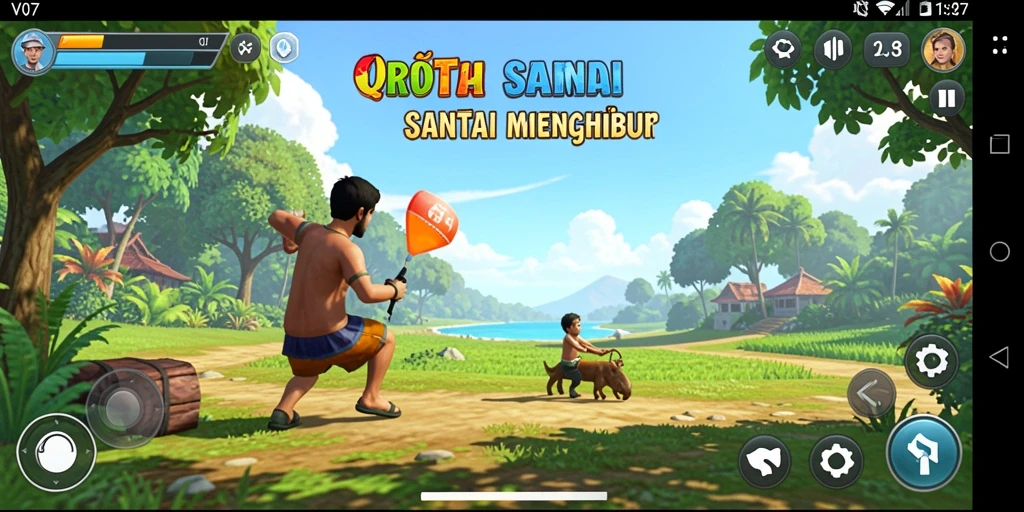 Tampilan gameplay <strong>V07</strong> yang cerah dan menarik perhatian.