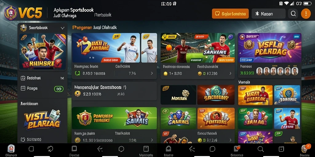 Tampilan gameplay VC5 yang mendebarkan saat bertaruh pada olahraga.