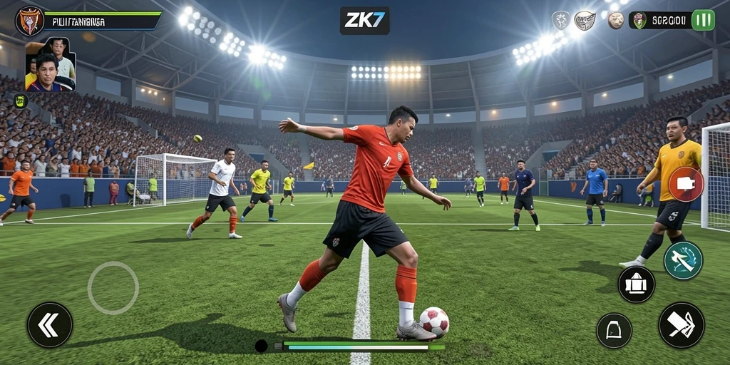 Tampilan gameplay ZK7 yang seru dalam pertandingan olahraga.